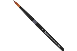 Creative Mark Beste Golden Taklon Round #8 Artist Brush, Professional Watercolor Brushes, for Acrylic Painting, Short Handle, Sharp Edges, Hand-Tied & Shaped