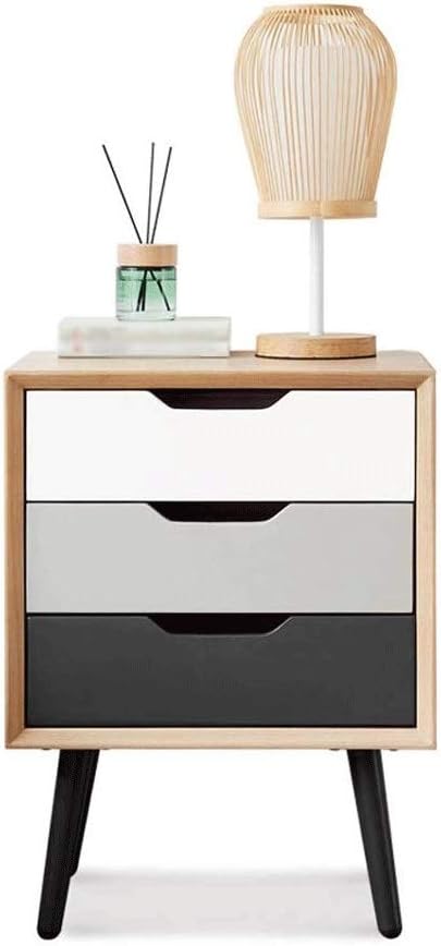 WCJ Bedside Table White And Light Oak Effect With Tapered Legs Nightstand With Drawer Modern, Contemporary Bedroom Furniture