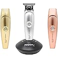 GAMMA+ Absolute Hitter Professional Cordless Hair Trimmer, Modular Color Lids, 3 Guards, 3 Modular Color Lids Included (Matte Chrome, Rose Gold, Gold)