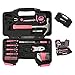 Yuanshikj Precision Tools General Tool Set Homeowner's Tool Kit Toolbox, 39 Piece Pink Color General Household Hand Tools Kit with Plastic Toolbox Storage Case