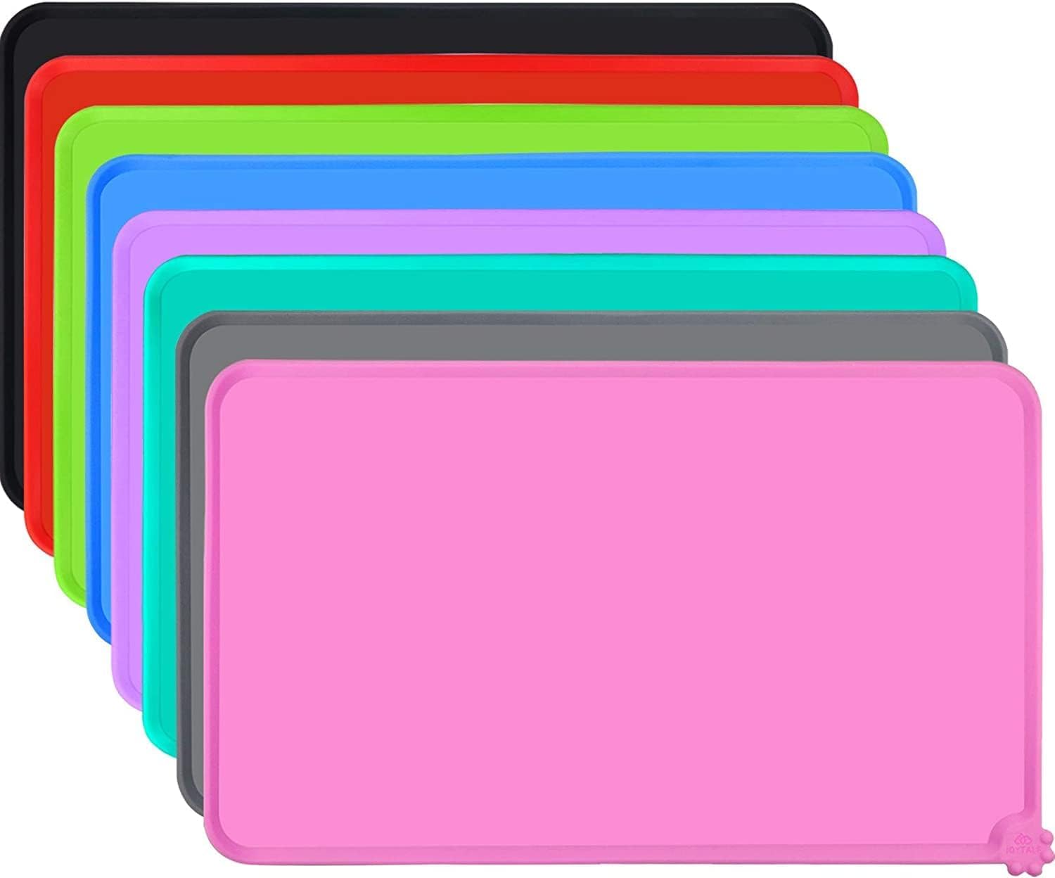 Joytale Silicone Dog Food Mat, Waterproof Cat Bowl Mat with Non-Slip Base and Raised Edge, 47 x 30 cm,Pink