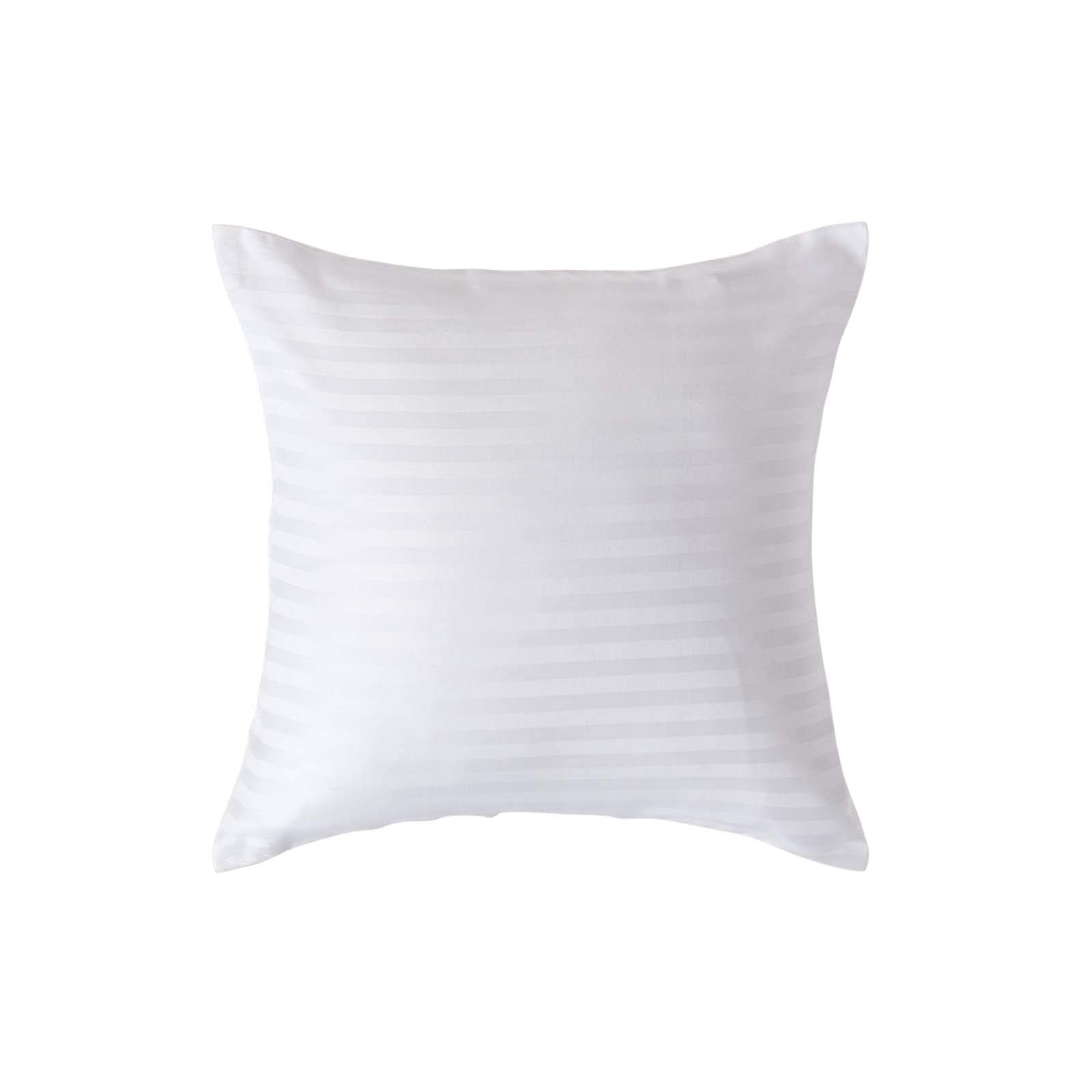 HOMESCAPES White Pure Egyptian Cotton Euro Size Pillowcase 40 x 40 cm 330 TC 500 Thread Count Percale Equivalent Satin Stripe Pillow Case with Zip