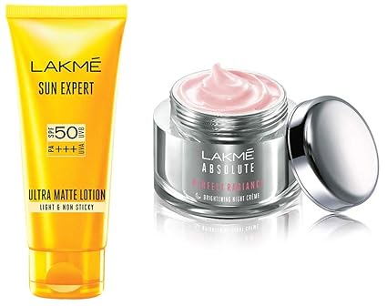 Lakme Absolute Perfect Radiance Skin Lightening Night Creme, 50g & Lakme Sun Expert SPF 50 PA Fairness UV Sunscreen Lotion, 100ml