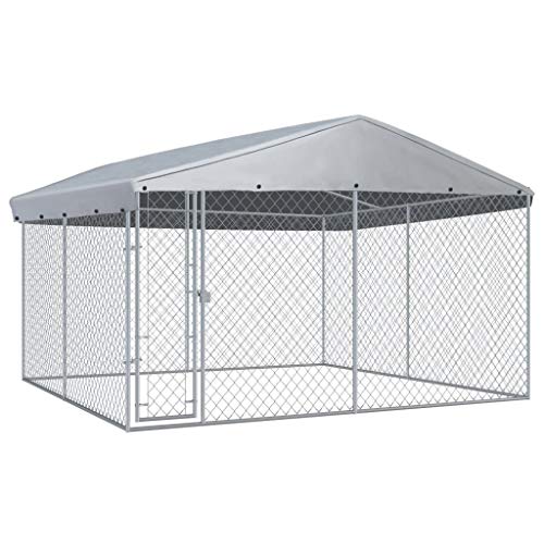 vidaXL Outdoor Hundezwinger mit Ãberdachung 382x382x225 cm Hundehütte Hundekäfig
