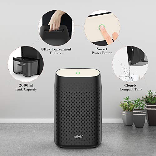 Afloia Electric Dehumidifier for Home Bathroom 2000ML(68 oz),Portable Dehumidifiers for Home 2201 Cubic Feet Space,Quiet Auto-Off Dehumidifiers for Bathroom Kitchen Bedroom Bedroom Closet (Black)