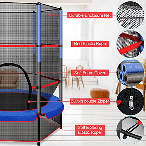 Trampoline for Kids 55 Inch with Enclosure Net Connected with Jumping Pad, Triple Tree Kids