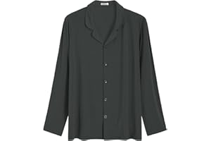 Latuza Men's Bamboo Viscose Button Down Pajama Top Long Sleeve Sleep Shirt