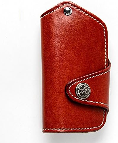 Kintrot Leather Art Car Key Case Keychain Wallet Single Key Ring Version with Black Croc Gift Package (Tan)
