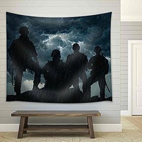 United States Army Rangers on The Sunset - Fabric Wall Tapestry Home Decor - 51x60 inches