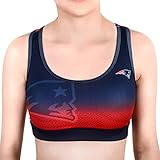 KLEW NFL New England Patriots Women's Gradient Sports Bra, Small, Blue
