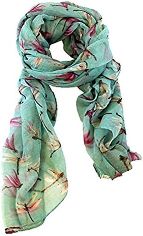 RedBrowm Lady Womens Long Cute Dragonfly Print Wraps Shawl Soft Scarf (Green)