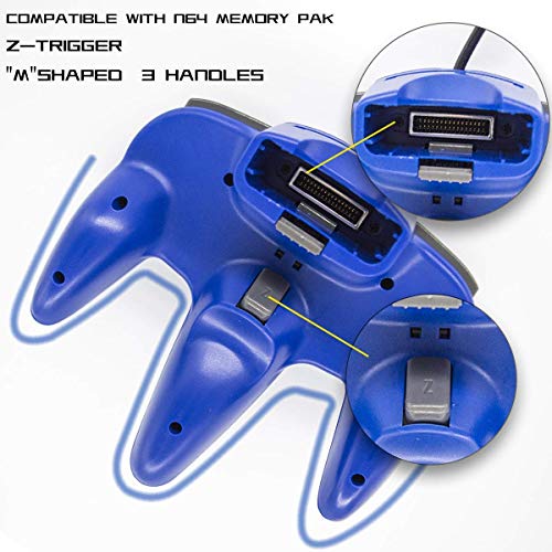 Wired Controller for Nintendo 64 N64 Console, Upgraded Joystick Classic Video Game Gamepad（Yellow and Blue,Pack of 2） - Thumbnail 3