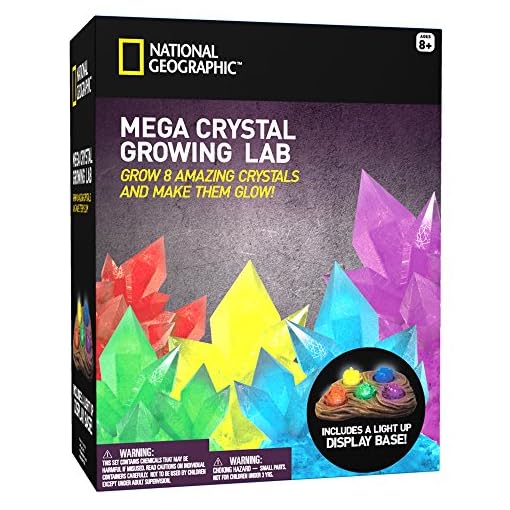 Mega Crystal Growing Lab - 8 Colors to Grow with Night Light Display Stand!