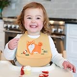 Vicloon Silicone Bibs 2-Pack Adjustable Waterproof Food Catcher Pocket Hippo view 8