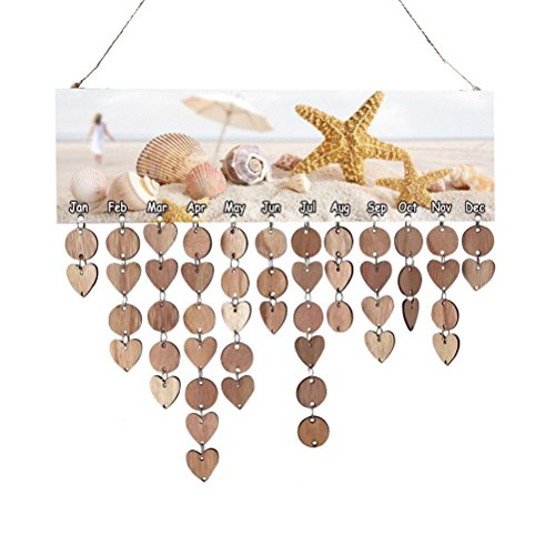 Neartime â¤ï¸Calendar Wood Family&Friends,Hot New Fashion 2018 Wood Birthday Reminder Board Birch Ply Plaque Sign Shell DIY Calendar (A)