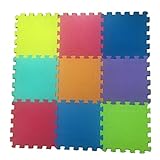 Babrit 9 Pieces Multi-color Exercise Mat Play Puzzle Mat Interlocking Exercise Floor Mat for Kid Indoor Fun