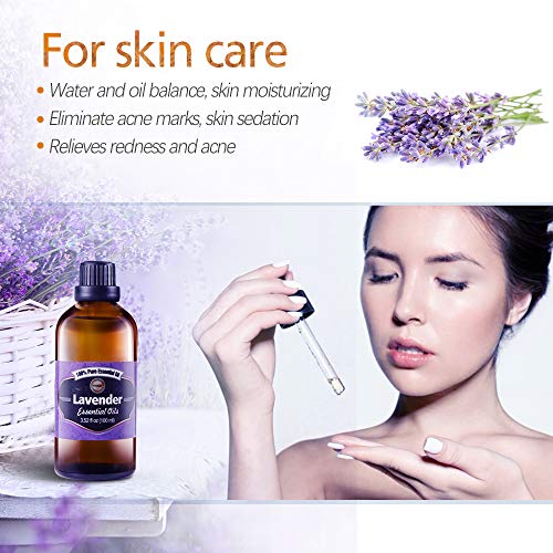 Aceite Esencial de Lavanda Puro aceite 100% orgánico, prensado en frío, filtrado y sin quemar, para pelo, piel, barba, cuerpo y uñas