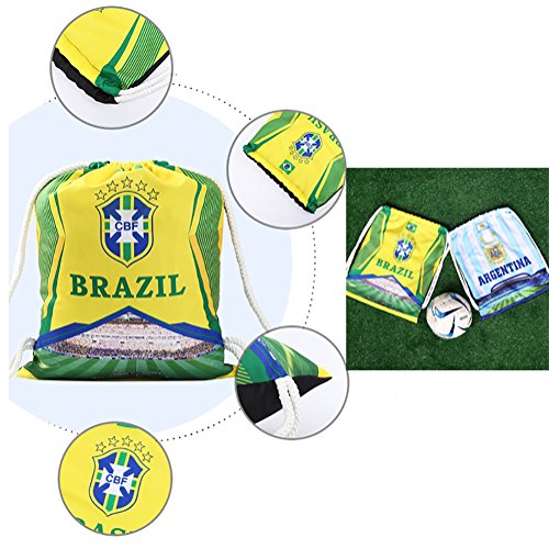 image for AUTUWT 2018 Soccer World Cup Drawstring Knapsack Bag Stickers Hand Hel