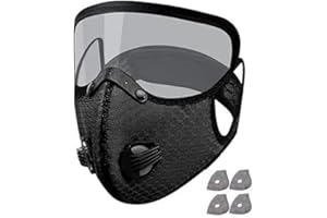 Super Protective Anti-Fog Face Shield，Shield Full Face Mask，Transparent protective full face PC riding mask (BLACK)