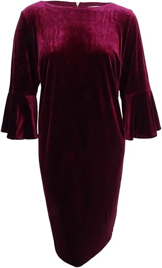 calvin klein velvet bell sleeve dress