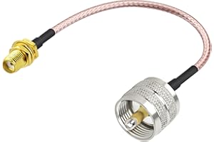 DHT Electronics RF coaxial Coax Cable Assembly SMA Female to UHF PL-259 Male 6''