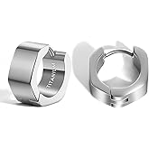Pure Titanium Silver Round Hoop Huggie Earrings 5.5mm*12mm
