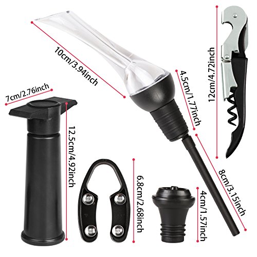 All in One Wine Accessories Sets Wine Saver Wine Aerator Pourer 1 Waiter Corkscrew Wine Opener 8 Vacuum Stoppers 1 Wine Bottle Foil Cutter - Thumbnail 4