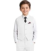 Boys Suit 5 Piece Vest Pant Set Slim Fit Prom Suits Formal Wedding Tuxedo Outfit Set Vest Shirt Tie Pants Sets for Kids Boy