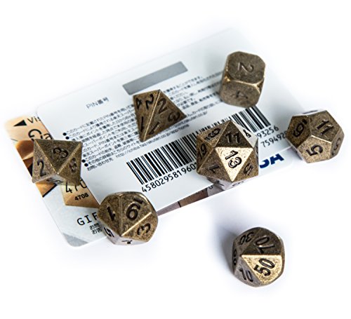 image for MINMAX Solid Metal Polyhedral 7 Die Board Game Dice Set with Case — 