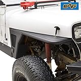 EAG Fender Flare Rocker Guard Off Road Front Armor with LED Eagle Light Fit for 87-95 Jeep Wrangler YJ