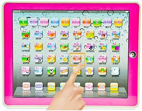 Cellrizon English Computer Table with LED Light Y-pad Learning Education Machine Tablet Toy Gift for Kids Pink