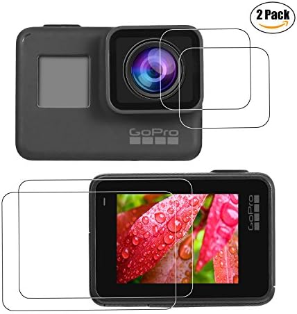 2 pack (4pcs) Screen Protector for GoPro HERO5 Black, 0.2mm Ultra-thin/9H /Anti Scratch Tempered-Glass Films for Screen and Lens