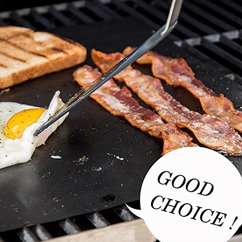 Grill Mat, BBQ Grill Mat Baking Mat Set of 5, 100% Nonstick FDA Approved for Gas, Charcoal, Electric Grill and More, Reusable and Easy to Clean - 15.75 x 13 Inch (black)