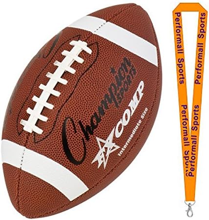Champion Sports Bundle: Composite Intermediate Size Football White with 1 Performall Lanyard FX600-1P
