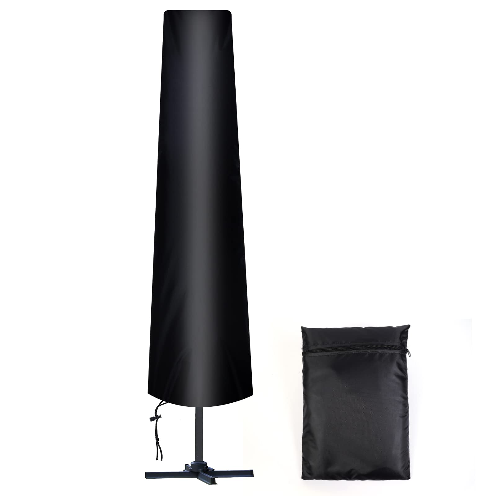 AiQInu Umbrella Cover for Ø300 cm, 210D Oxford Fabric Black Beach Umbrella Cover with Storage Bag, Weatherproof, UV Resistant, Snow-Resistant