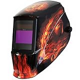 Antra Welding Helmet AH7-360-7311 Auto Darkening, Dual Power Solar+ Battery, Wide Shade Range 4/5-9/9-13 with Grinding 6+1 Extra Lens Covers Stable for TIG MIG MMA Plasma