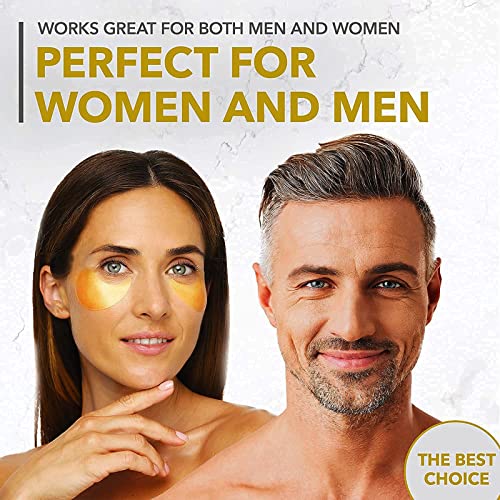 60 Pieces Eye Patches 24K Gold Eye Patches Dark Circles and Gel Bags for Under Eyes, Anti-Wrinkles and Anti-Dark Circles, Remove Bags and Puffiness, Moisturizing and Anti-Aging, Unisex