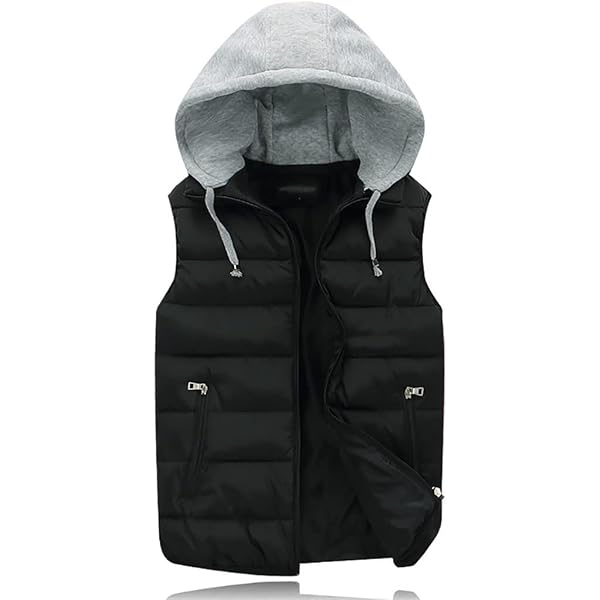 RSZGSWS Mens Quilted Puffer Vest With Hood Winter Thicken Warm