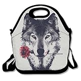 Awesome Wolf Rose Lunch Bag Lunch Tote Lunch Box Handbag For Kids And Adults