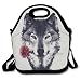Wolf Insulated Neoprene Lunch Bag Tote Handbag lunchbox Food Container Gourmet Tote Cooler warm Pouch For School Travel Office