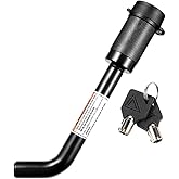 CZC AUTO Trailer Hitch Receiver Lock, Dogbone Style Hitch Pin Lock, Dia 5/8 Inch Bent Pin for Class III IV 2 2-1/2 Inch Recei