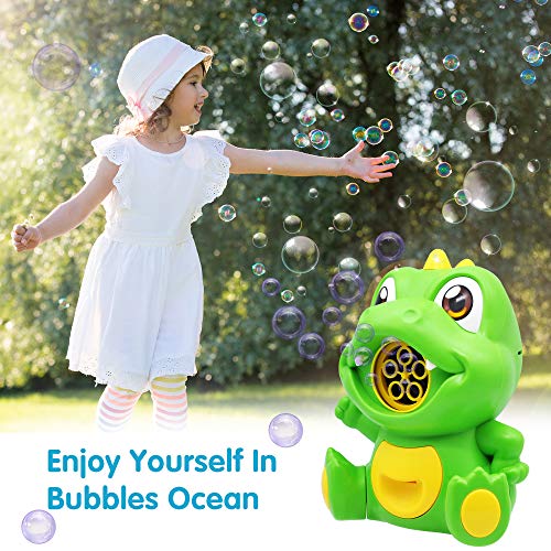 JOYIN Automatic Bubble Blower Dinosaur Bubble Machine with 140 ML