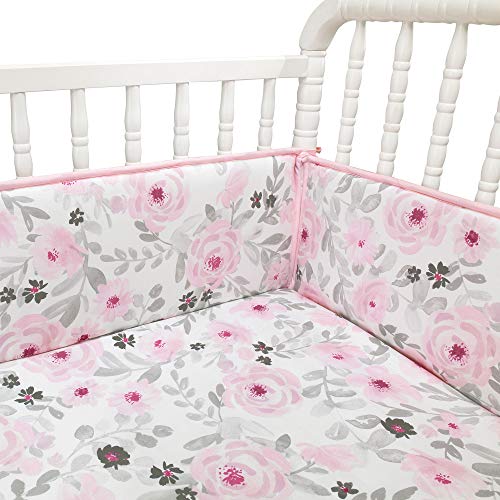 Bedtime Originals Blossom Pink/Gray Watercolor Floral 4-Piece Crib Bumper - Thumbnail 2