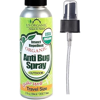 US Organic Mosquito Repellent Anti Bug Outdoor Pump Sprays, USDA Certification, Cruelty Free, Proven Results by Lab Testing, Deet-Free (Travel Size)