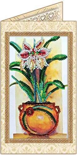 Postcard bead embroidery kit "Flowers" stitch craft