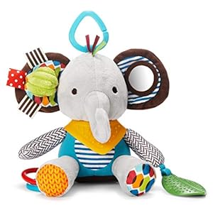 Skip Hop Bandana Buddies Baby Activity and Teething Toy with Multi-Sensory Rattle and Textures, Elephant