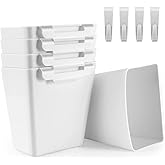 LEZIOA 5 Pack Hanging Cup Holders, Multipurpose Rolling Cart Accessories Utility Cart Accessories For Art Craft Supplies, Space Saving Hanging Storage Basket Pencil Holder Makeup Organizers (White)