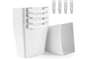 LEZIOA 5 Pack Hanging Cup Holders, Multipurpose Rolling Cart Accessories Utility Cart Accessories For Art Craft Supplies, Space Saving Hanging Storage Basket Pencil Holder Makeup Organizers (White)