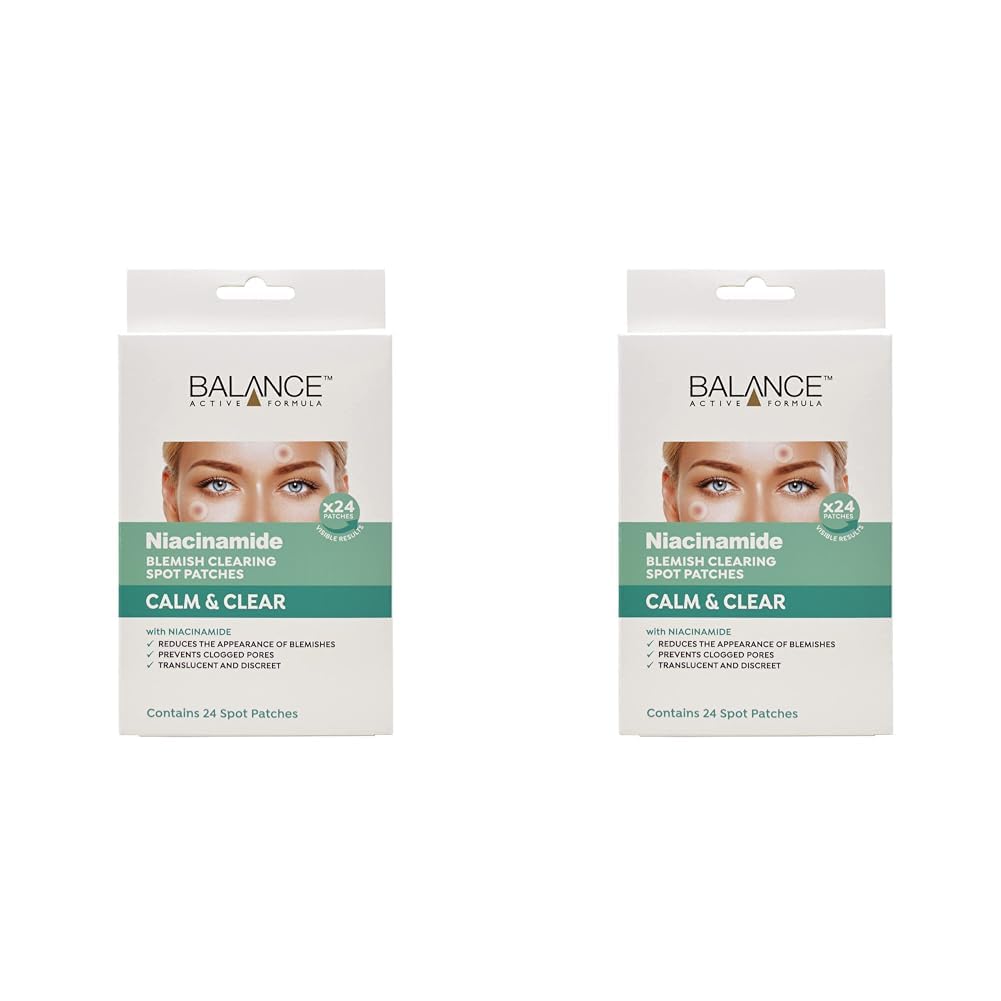 Balance Active Formula Niacinamide Spot Patches - Formulated with Niacinamide and Salicylic Acid. Reduce the Appearance of Blemishes and Redness. Target Breakouts. (Pack of 2)