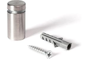 OUTWATER Stainless Steel Standoff 5/8 Inch Diameter x 1 Inch Barrel Length Brushed Finish for PVC, Glass and Acrylic Sign Stand Off Wall Anchors and Screws 4 Piece Pack for Heavy Signs